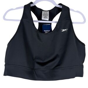 Reebok Running Essentials Sports Bra Womens Plus Size 2 (18-20W) Black Racerback